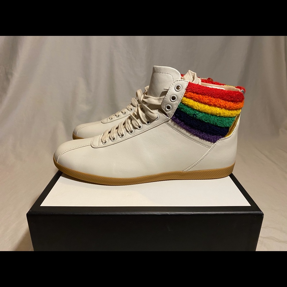NEW $750 GUCCI RAINBOW COLLAR BAMBI HIGH TOP SHOES - Picture 4 of 5